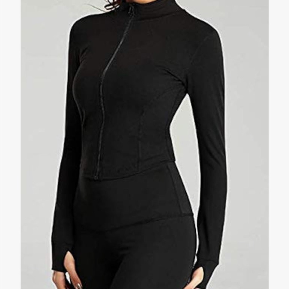 BRAND NEW! Black Long Sleeve Zip-Up Top